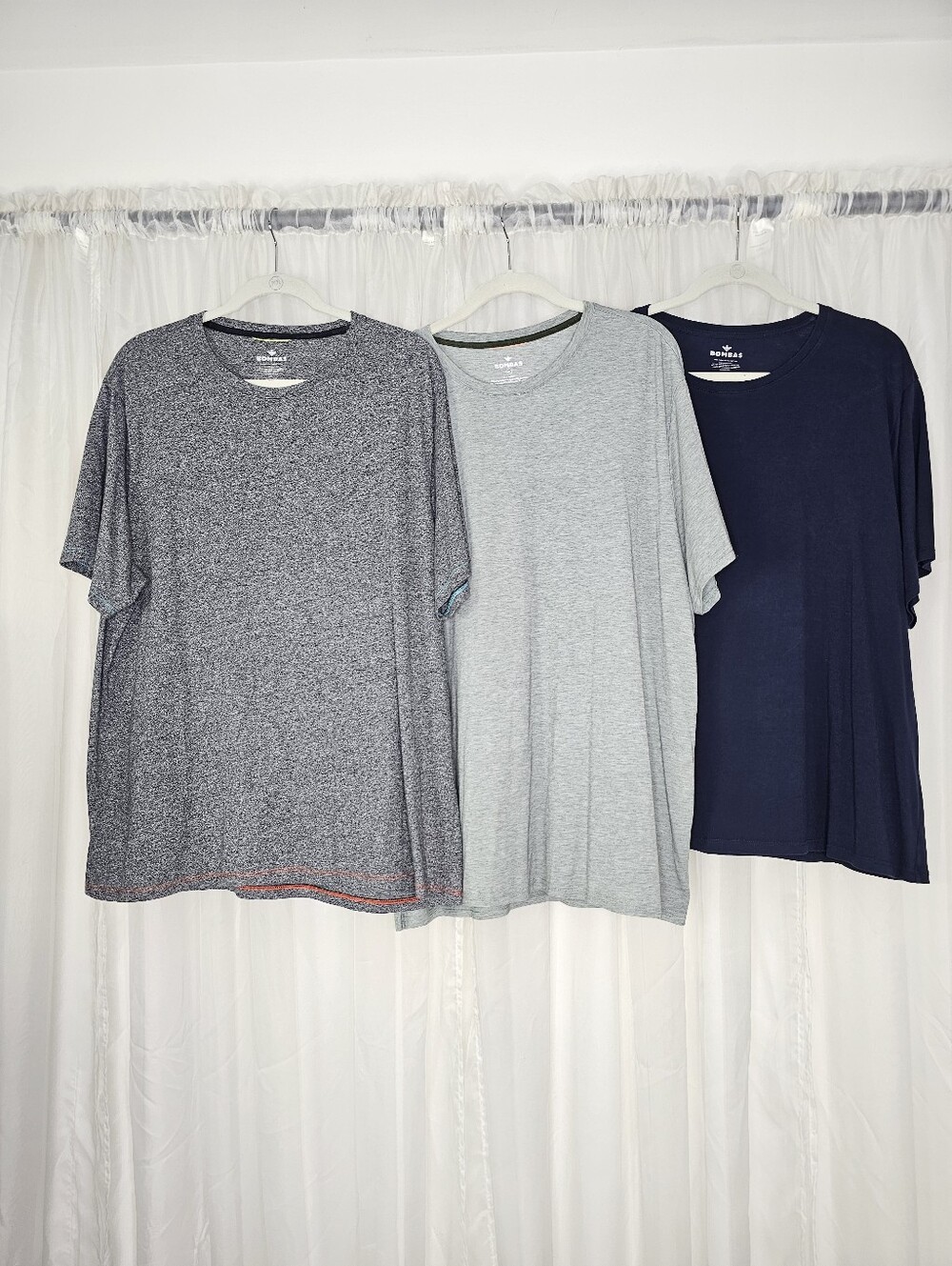 Bombas Men's Short Sleeve Crew T-Shirts Pack Of 3 - Gray, Light Gray, Navy XXL